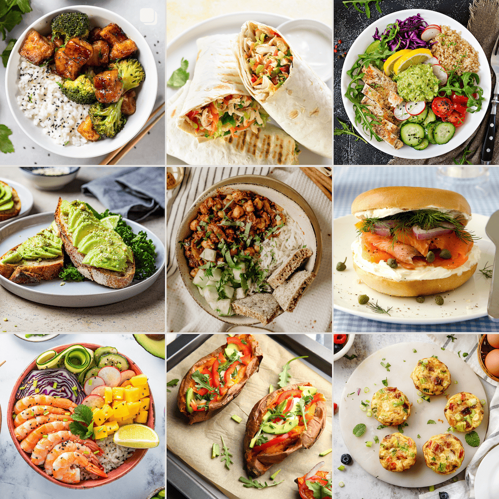 Collage of PCOS healthy lunches