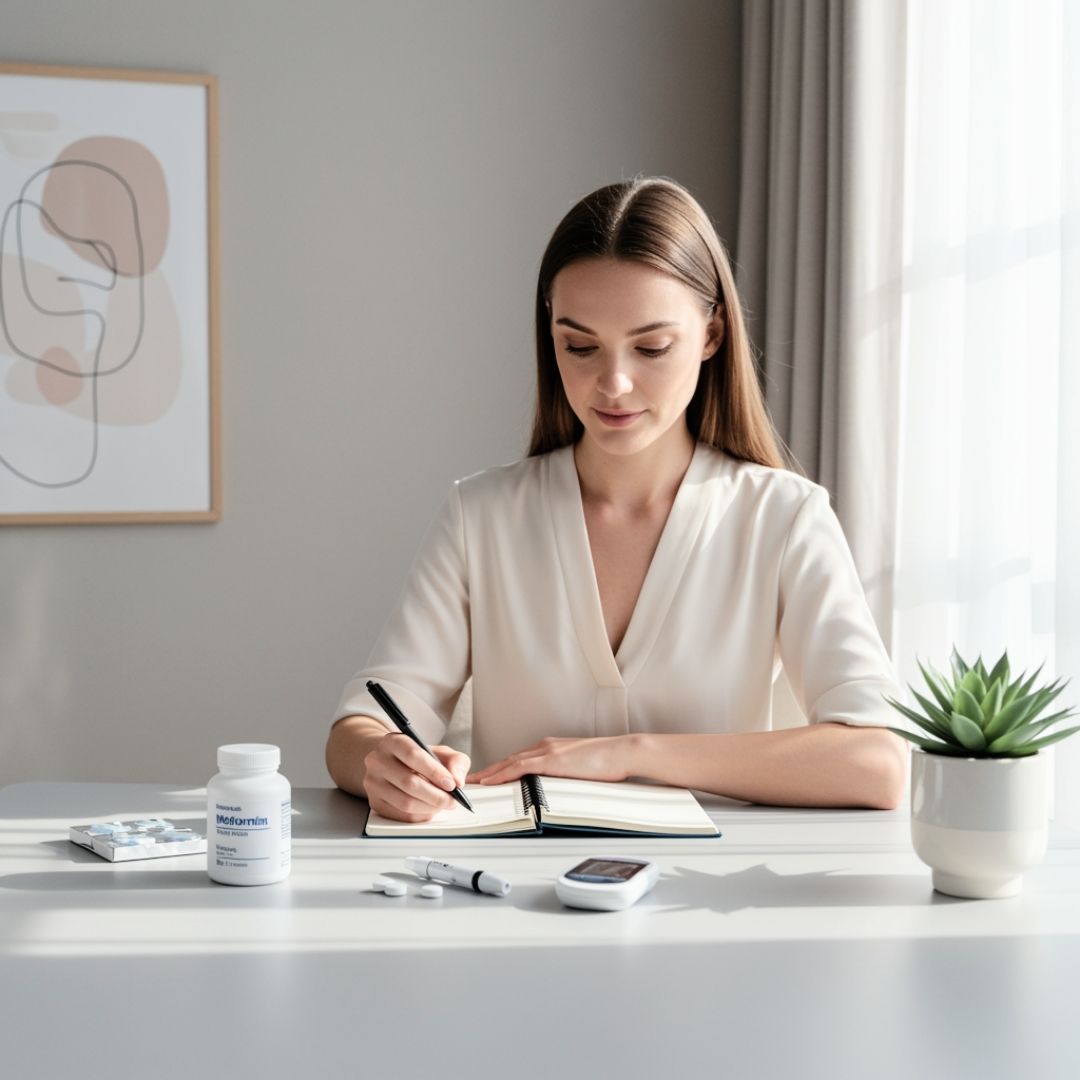 the girl is writing something with a minimal plant at the table