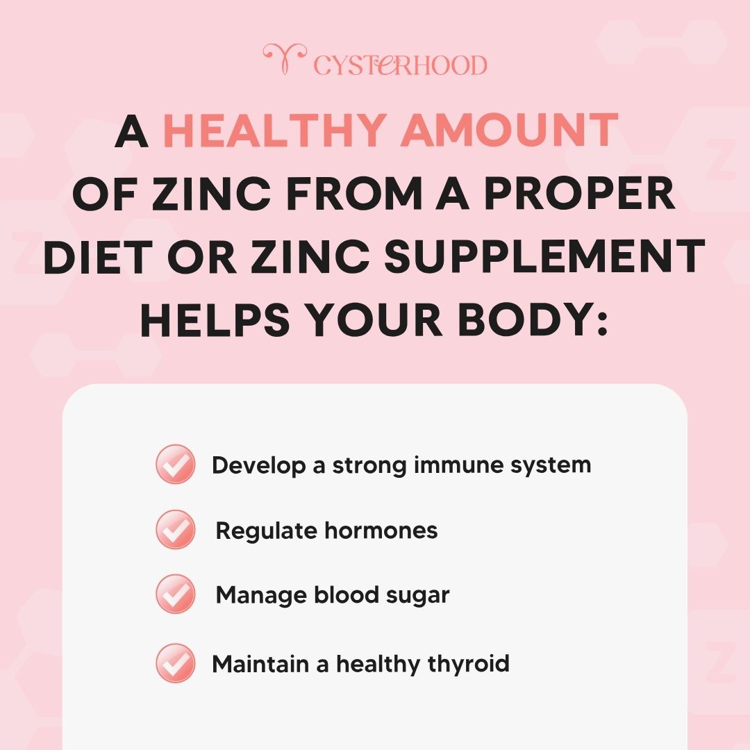 Healthy amount of zinc from proper diet or zinc supplement helps your body: